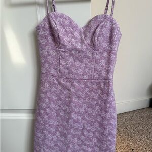 Emory Park Floral Purple Spaghetti Strap Bodycon Mini Dress